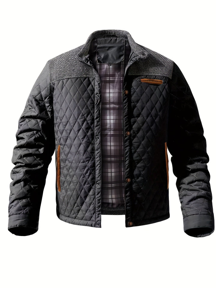 COLOUR BLOCK STAND COLLAR JACKET FOR MEN