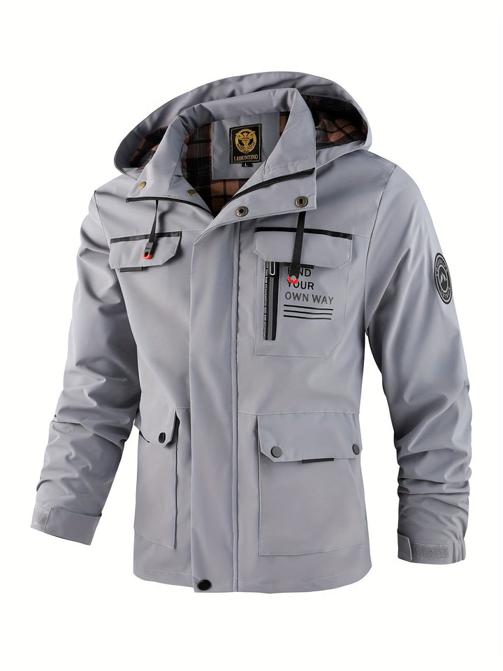 HOODED ALPHABET ZIP JACKET FOR MEN
