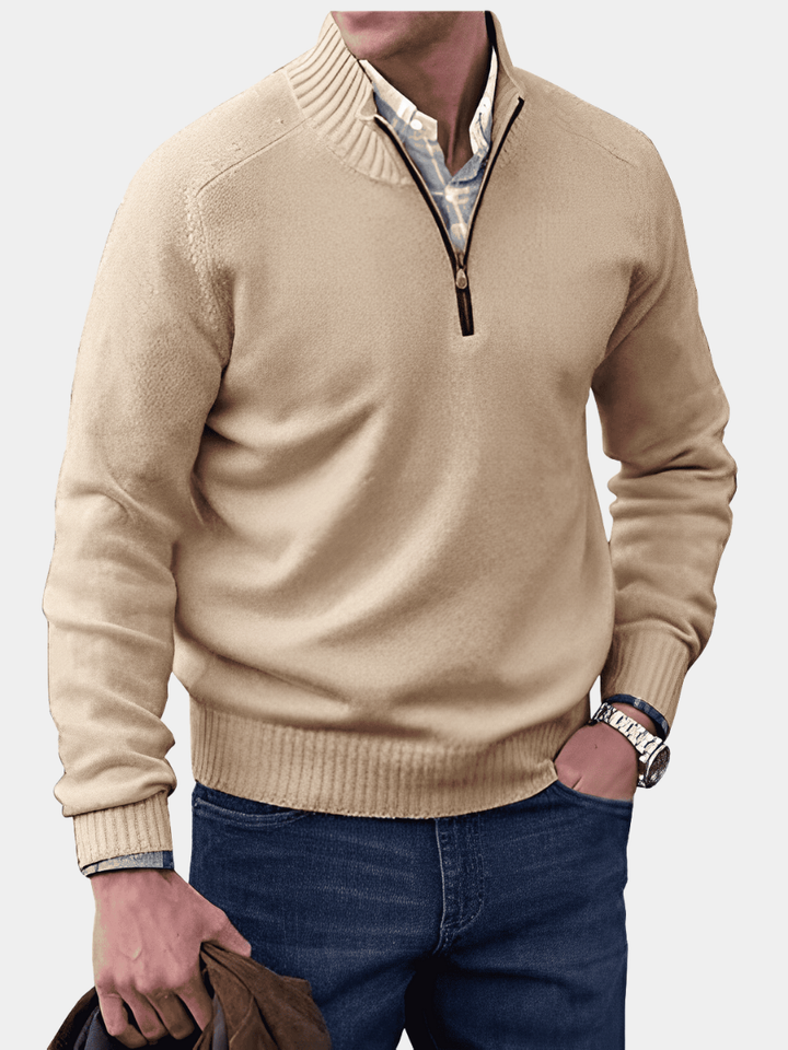 ZIPPERED KNIT PULLOVER FOR MEN
