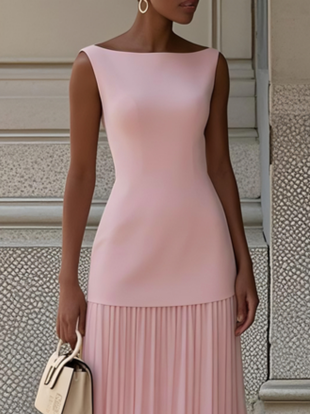 BEAUMONT NICE | ROBE LONGUE SANS MANCHES À PLIS POUR FEMMES