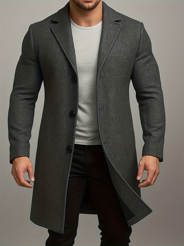 MID-LENGTH TWEED OVERCOAT FOR MEN