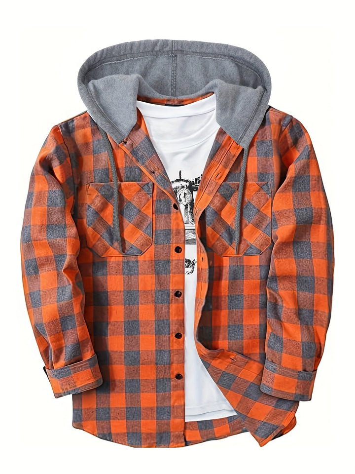PLAID HOODED SHIRT FOR MEN