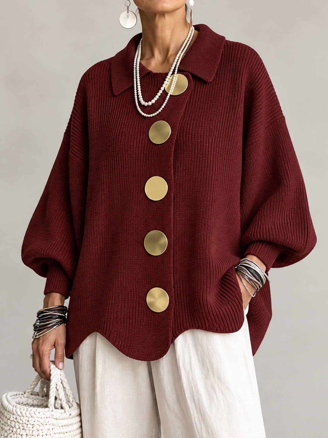 BEAUMONT NICE | GILET EN TRICOTÉE À COL OVERSIZE POUR FEMMES