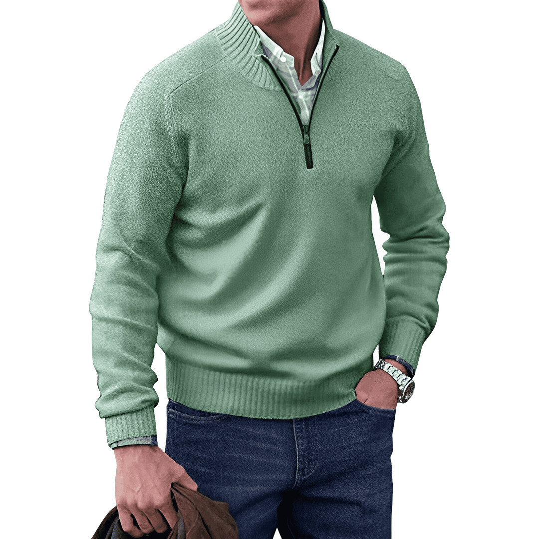 ZIPPERED KNIT PULLOVER FOR MEN