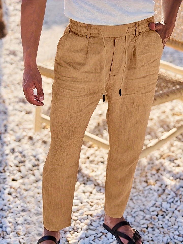 STRAIGHT LEG LINEN TROUSERS FOR MEN