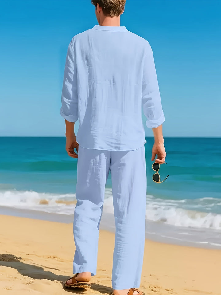 V-NECK LINEN SET FOR MEN