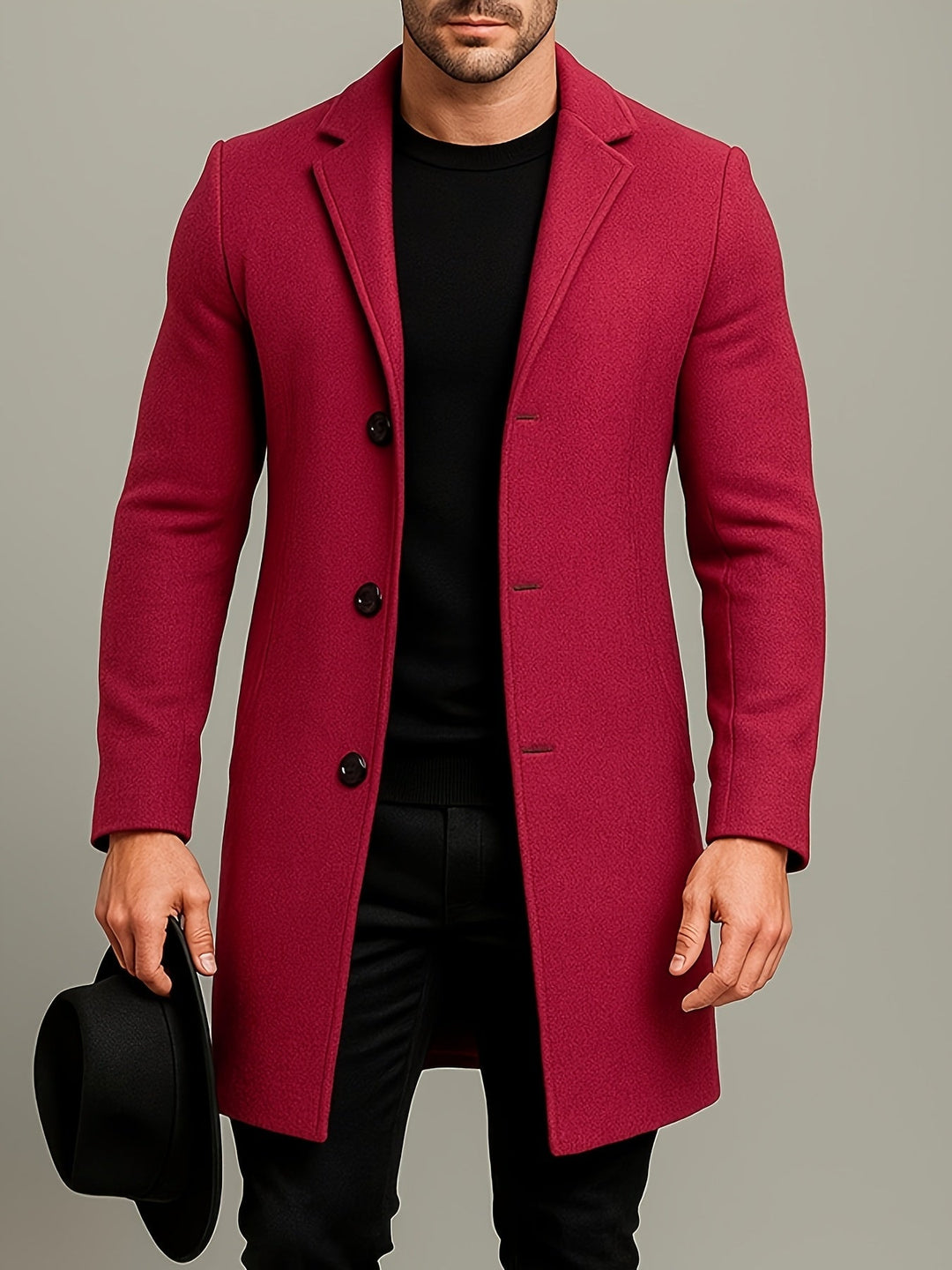 MID-LENGTH TWEED OVERCOAT FOR MEN