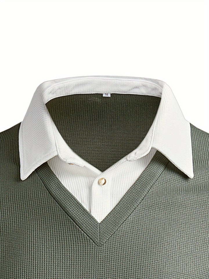 TEXTURED COLOURBLOCK POLO FOR MEN
