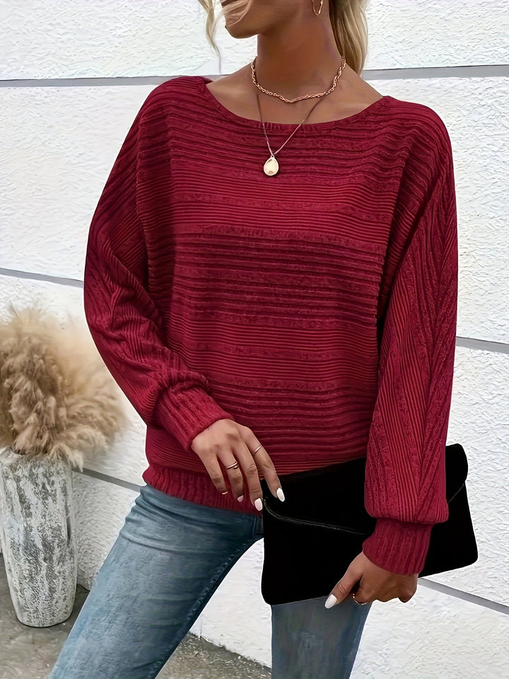 BEAUMONT NICE | PULL À MANCHES BATWING RIBBÉ POUR FEMMES