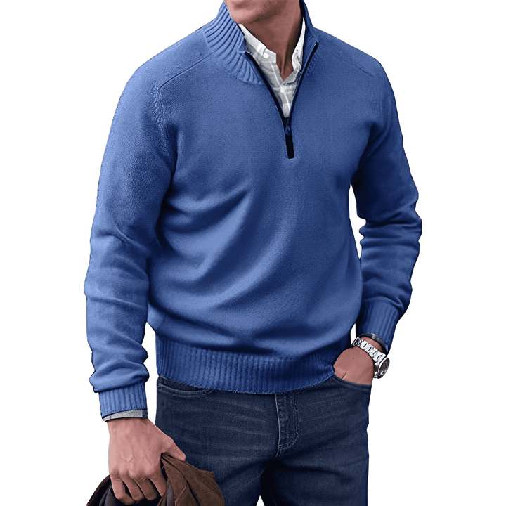 ZIPPERED KNIT PULLOVER FOR MEN