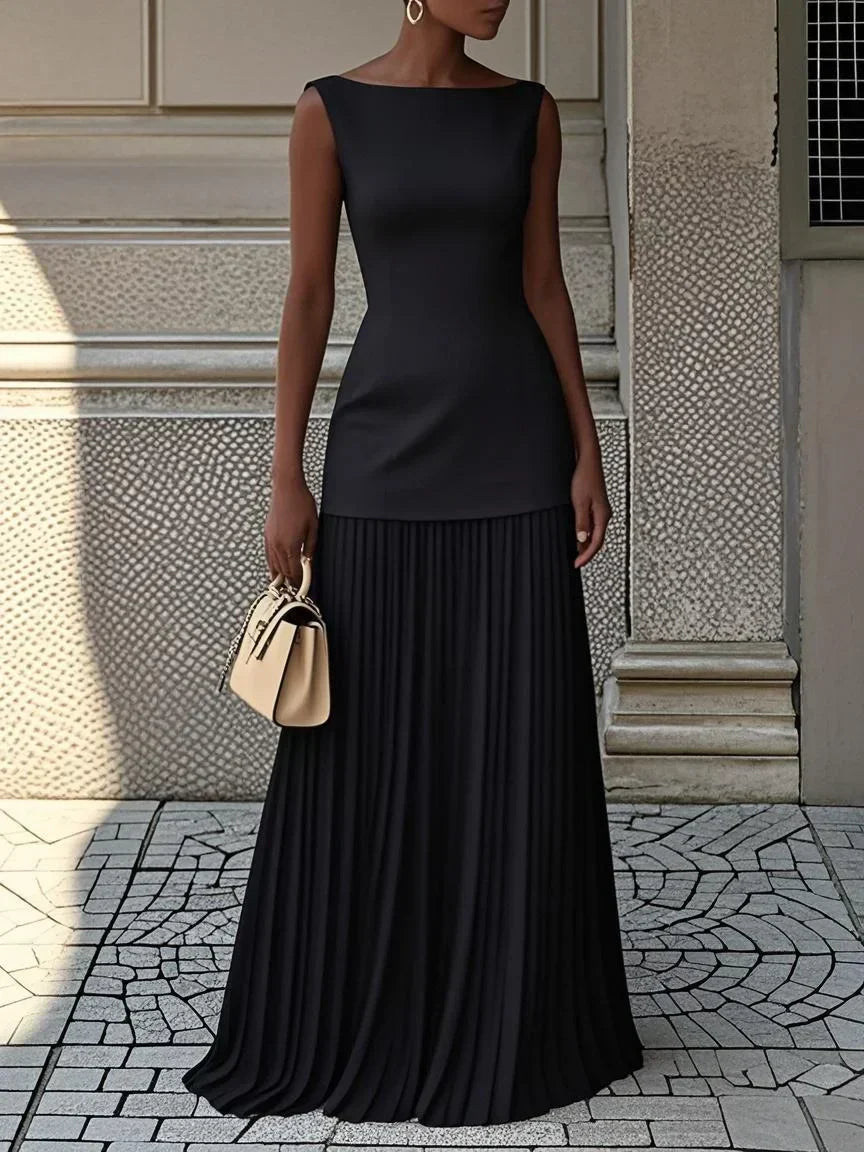 BEAUMONT NICE | ROBE LONGUE SANS MANCHES À PLIS POUR FEMMES