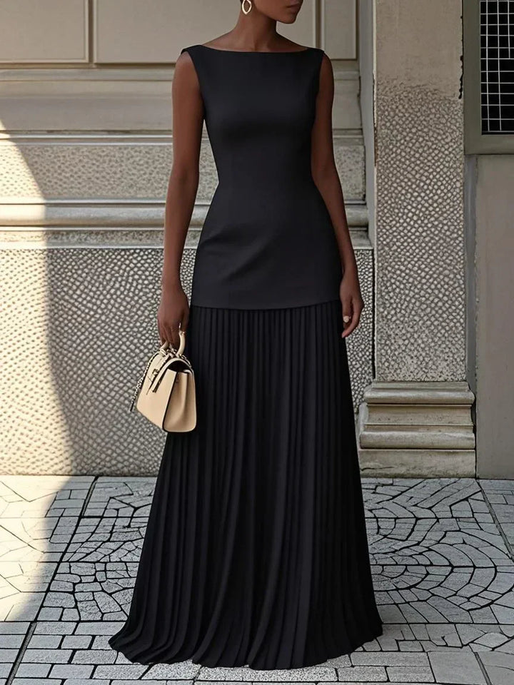 BEAUMONT NICE | ROBE LONGUE SANS MANCHES À PLIS POUR FEMMES