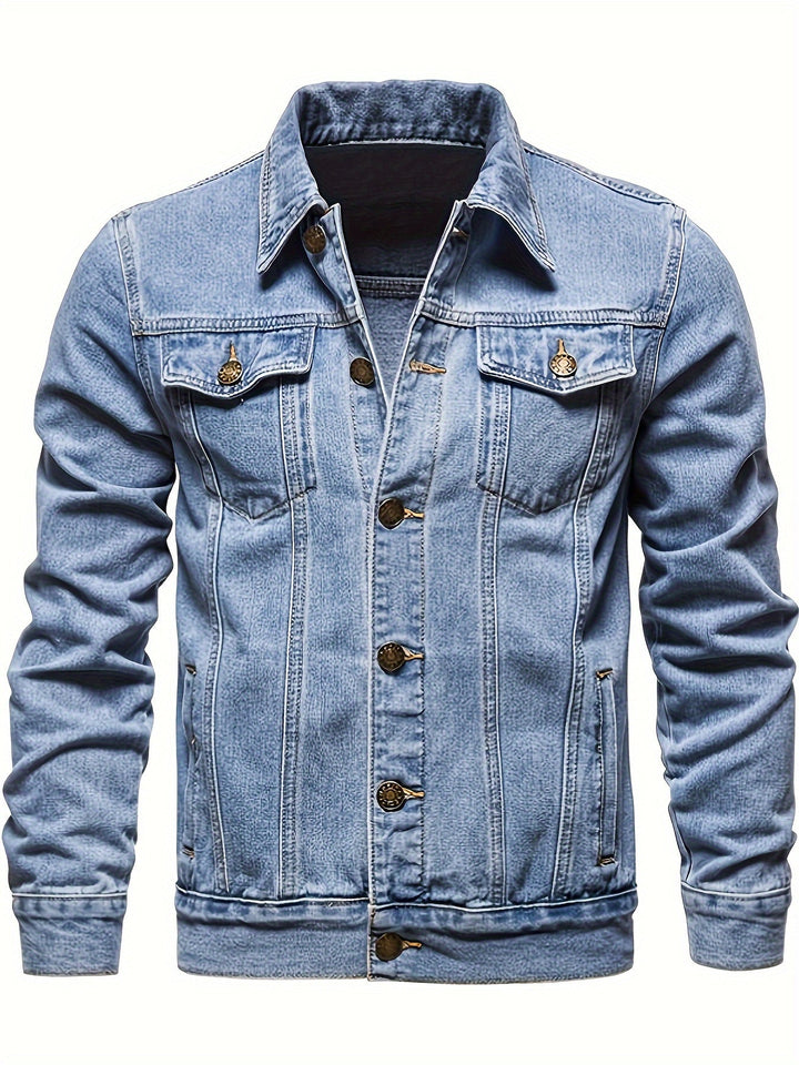 LAPEL DENIM JACKET FOR MEN