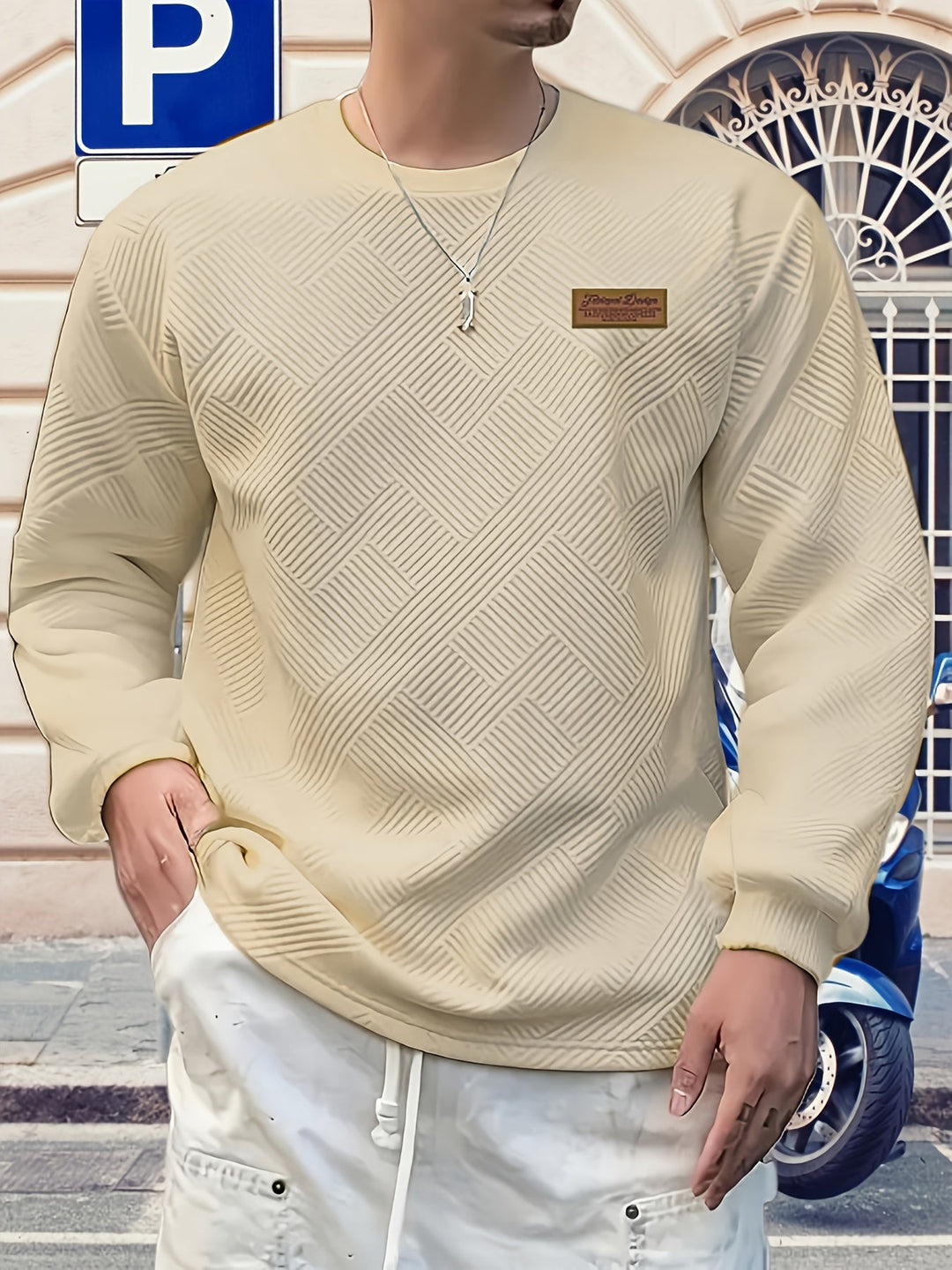 JACQUARD CREW NECK SWEATSHIRT FOR MEN