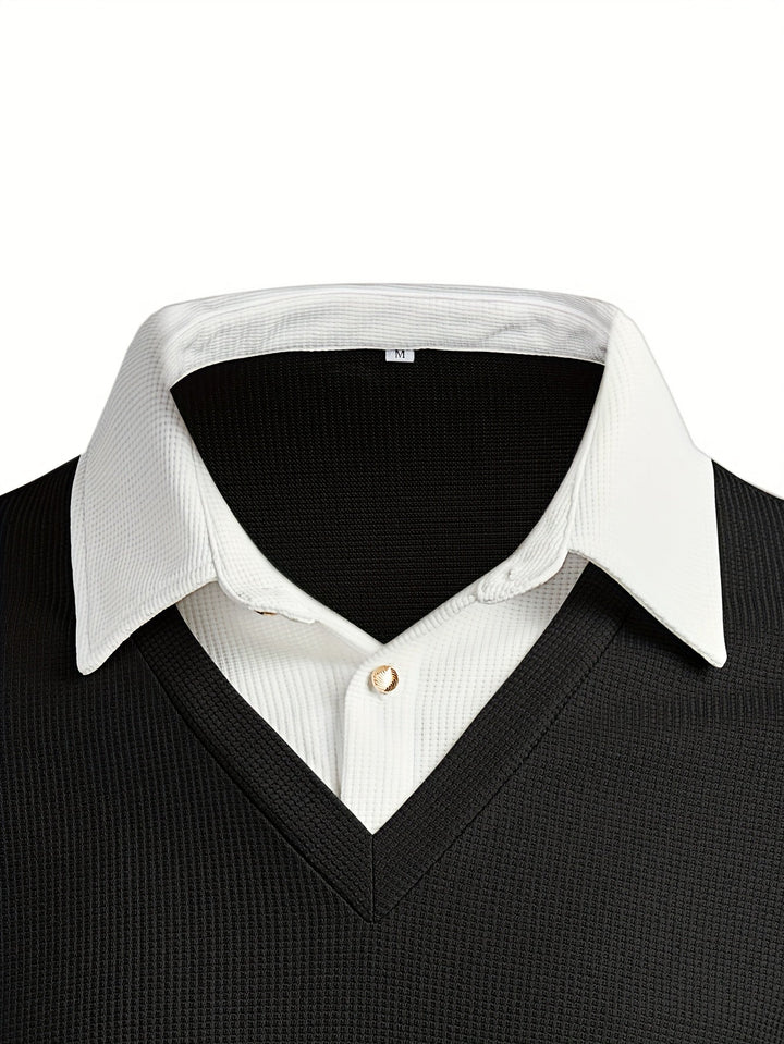 TEXTURED COLOURBLOCK POLO FOR MEN