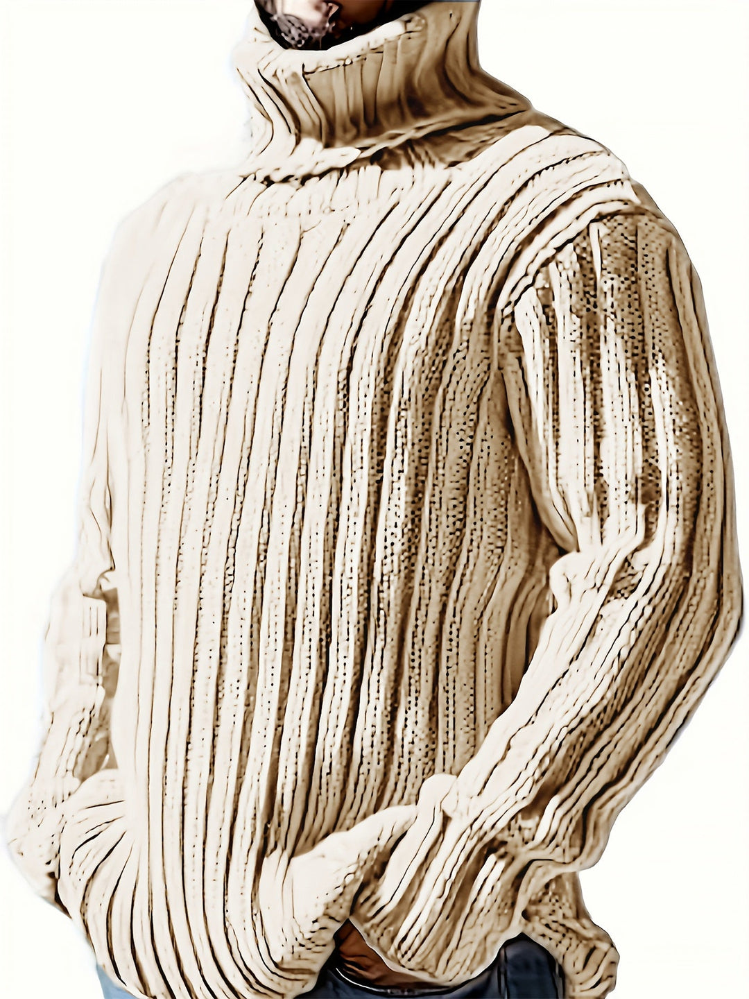 TEXTURED HIGH NECK SWEATER FOR MEN