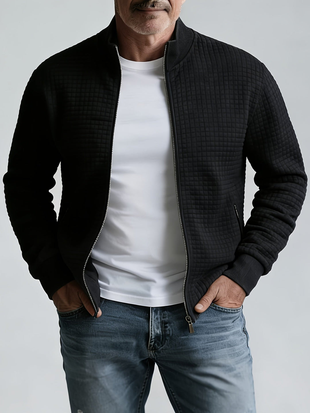 WAFFLE KNIT JACKET FOR MEN