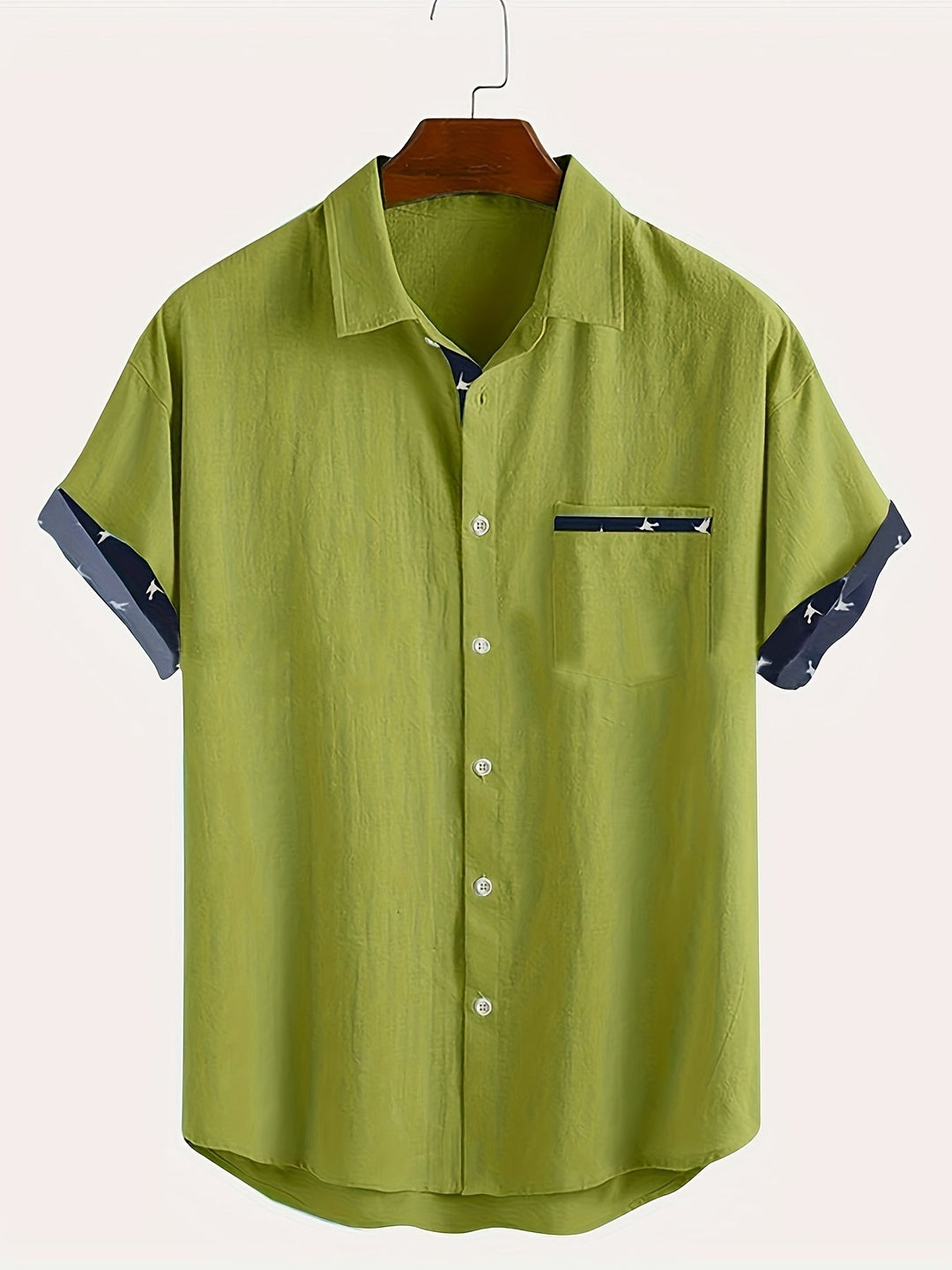 LINEN BLEND LAPEL SHIRT FOR MEN