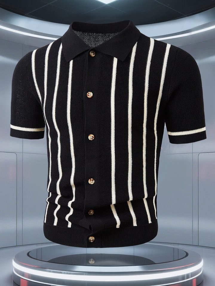 STRIPED KNIT POLO SHIRT FOR MEN