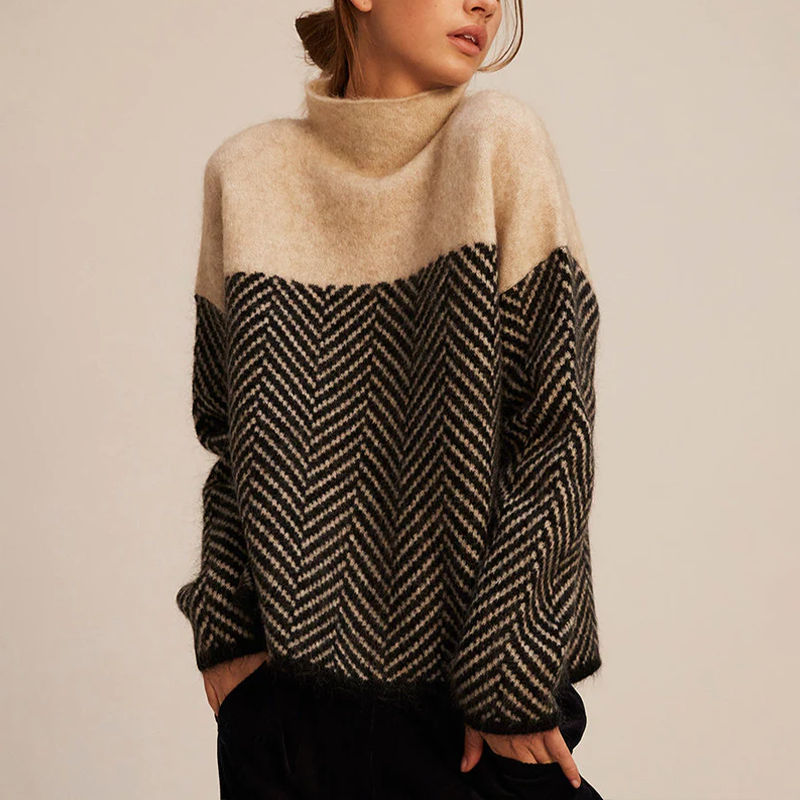 BEAUMONT NICE | PULL GRAPHIQUE CONTRASTÉ POUR FEMMES