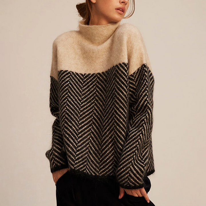 BEAUMONT NICE | PULL GRAPHIQUE CONTRASTÉ POUR FEMMES