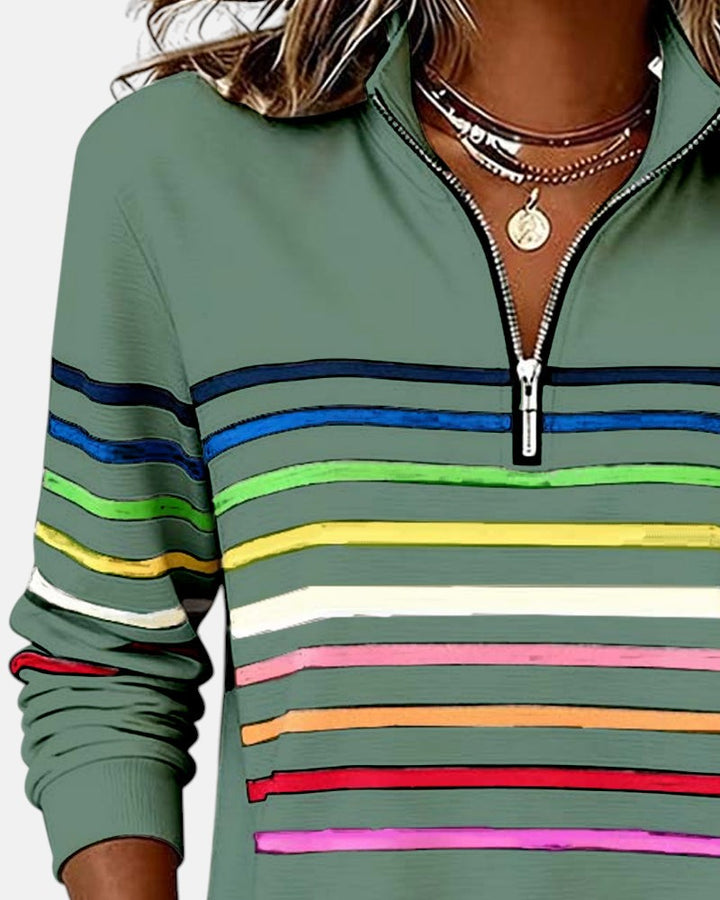 BEAUMONT NICE | PULL RAYÉ À FERMETURE ÉCLAIR POUR FEMMES