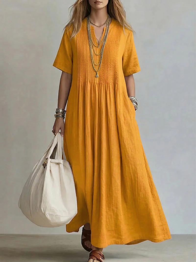 BEAUMONT NICE | ROBE LONGUE PLISSÉE LÂCHE POUR FEMMES