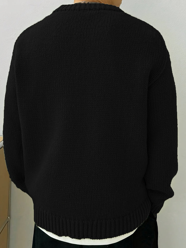 SOLID KNIT CREWNECK SWEATER FOR MEN