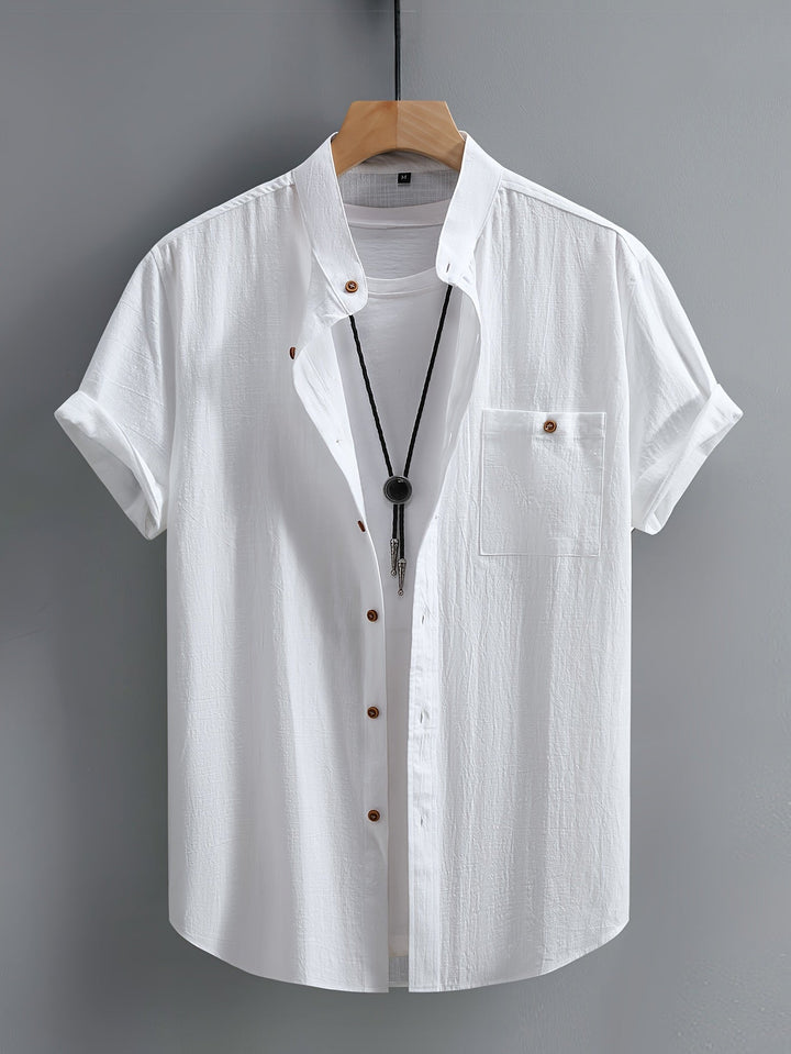CREW NECK BUTTON SHIRT FOR MEN