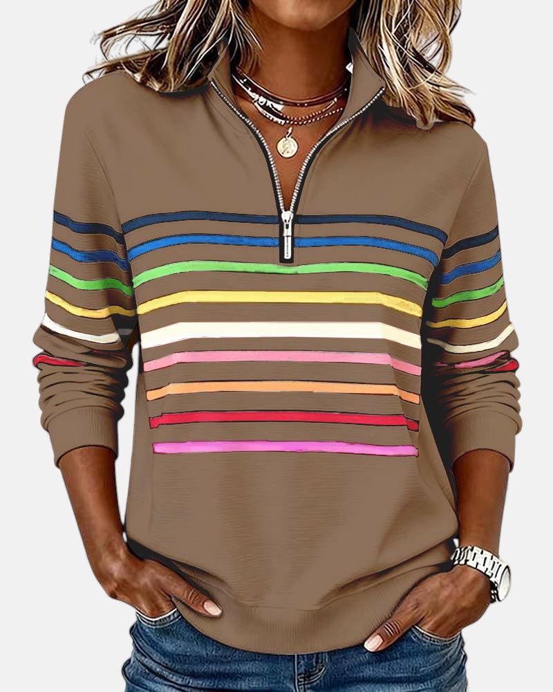 BEAUMONT NICE | PULL RAYÉ À FERMETURE ÉCLAIR POUR FEMMES