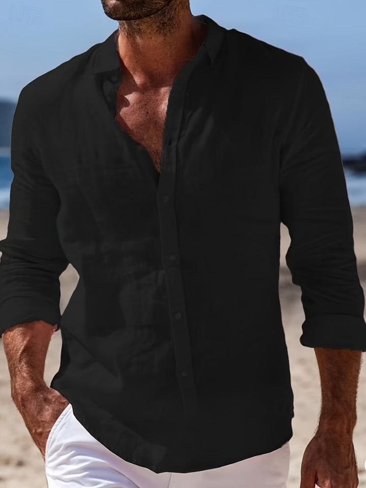 LINEN BLEND BUTTON SHIRT FOR MEN