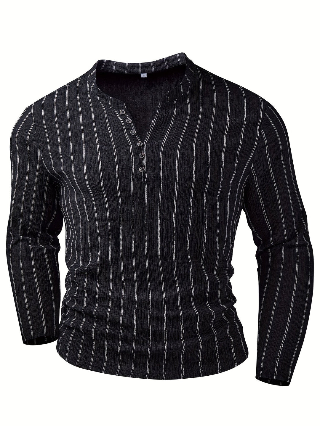 STRIPED KNIT HENLEY FOR MEN