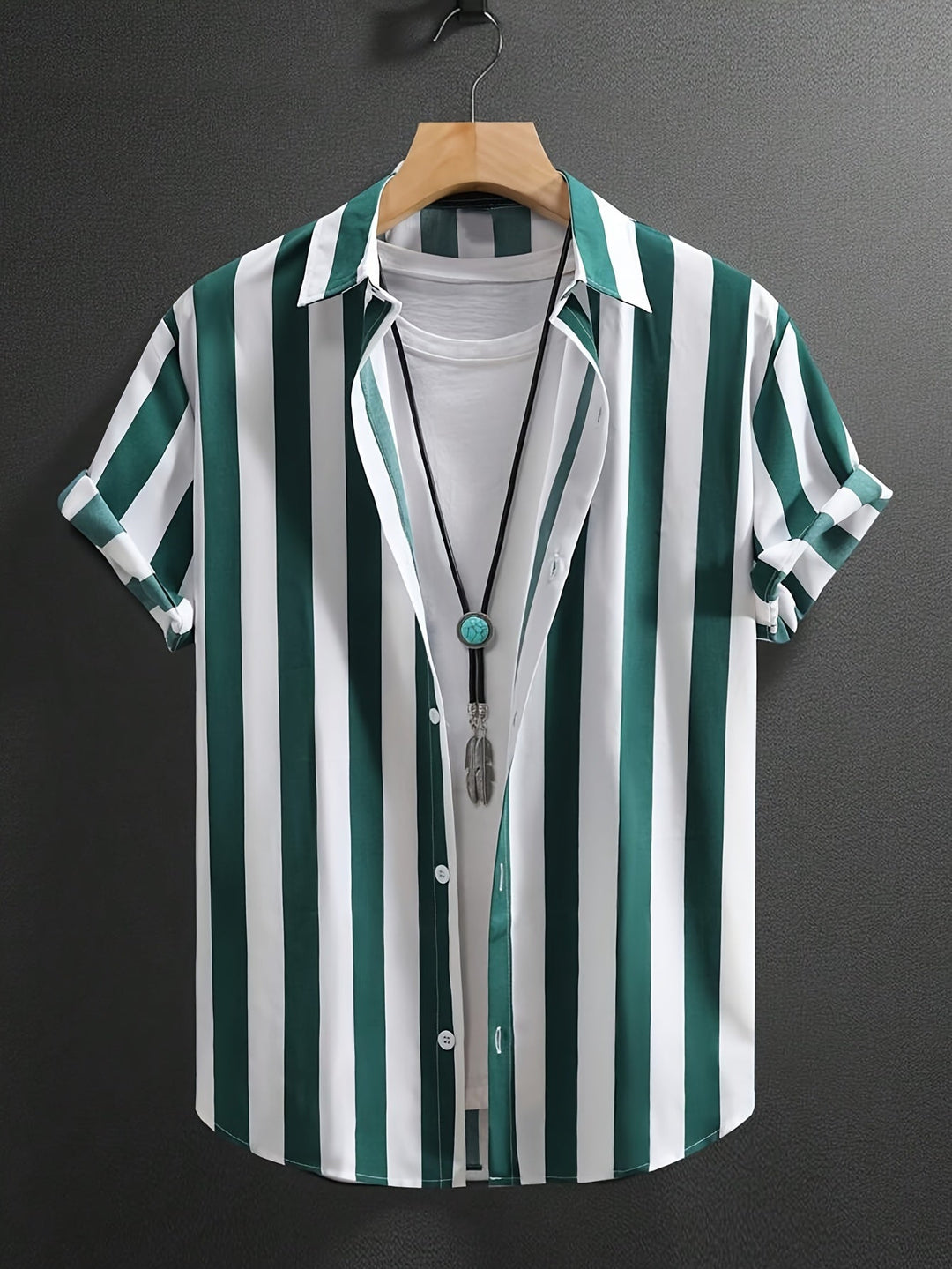 STRIPED BUTTON FRONT SHIRT FOR MEN