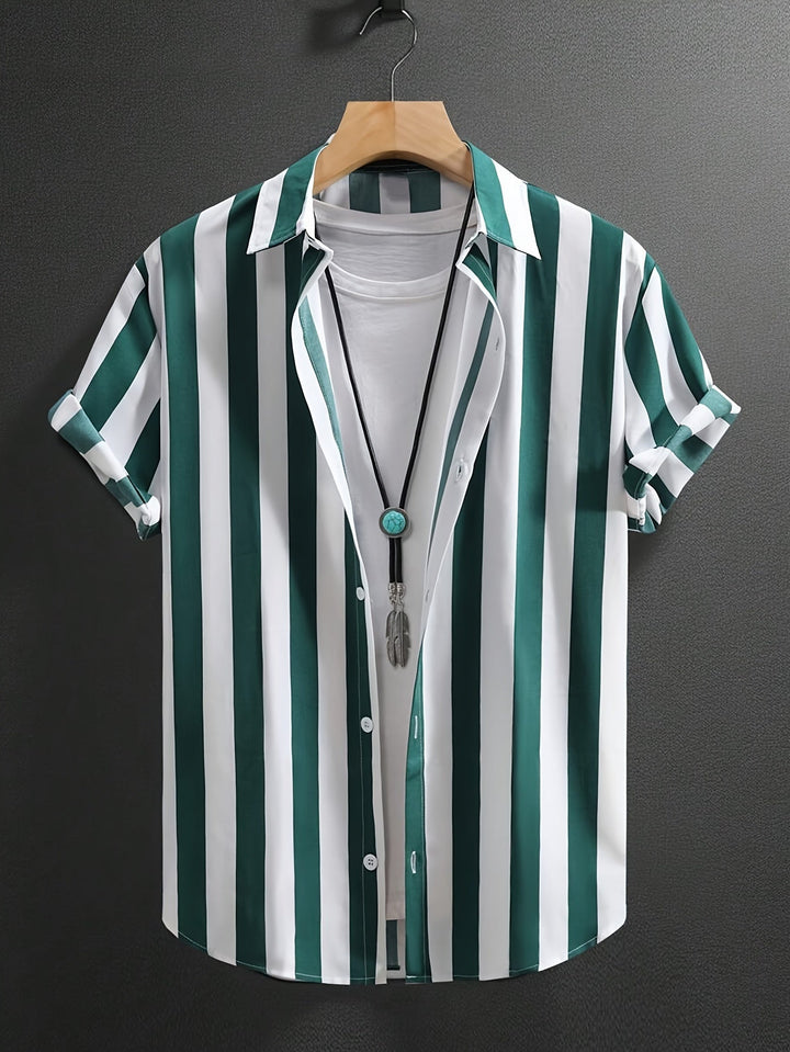 STRIPED BUTTON FRONT SHIRT FOR MEN