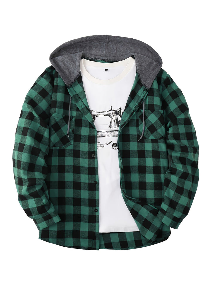 PLAID HOODED SWEATSHIRT FOR MEN