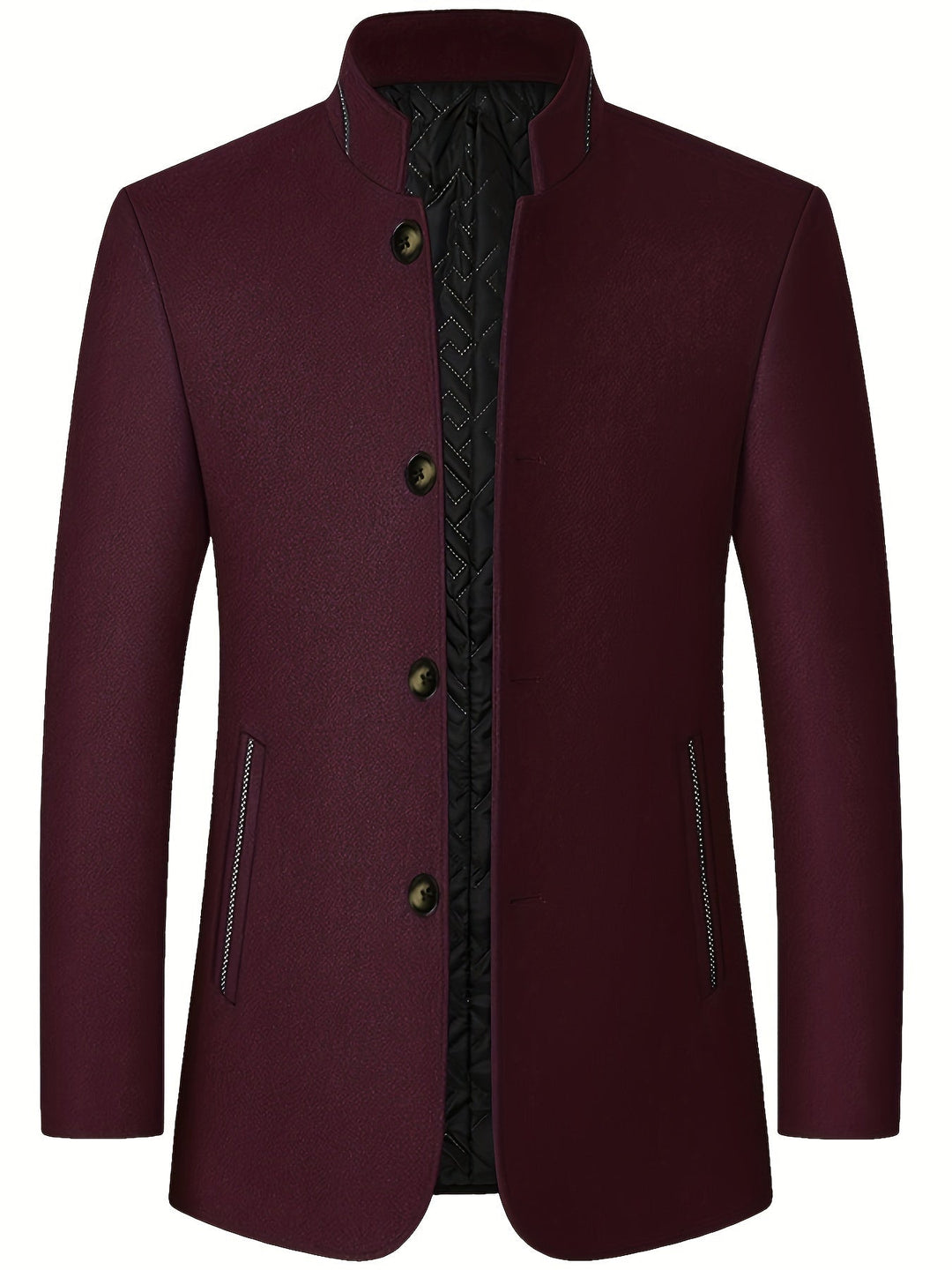 STAND COLLAR TWEED JACKET FOR MEN