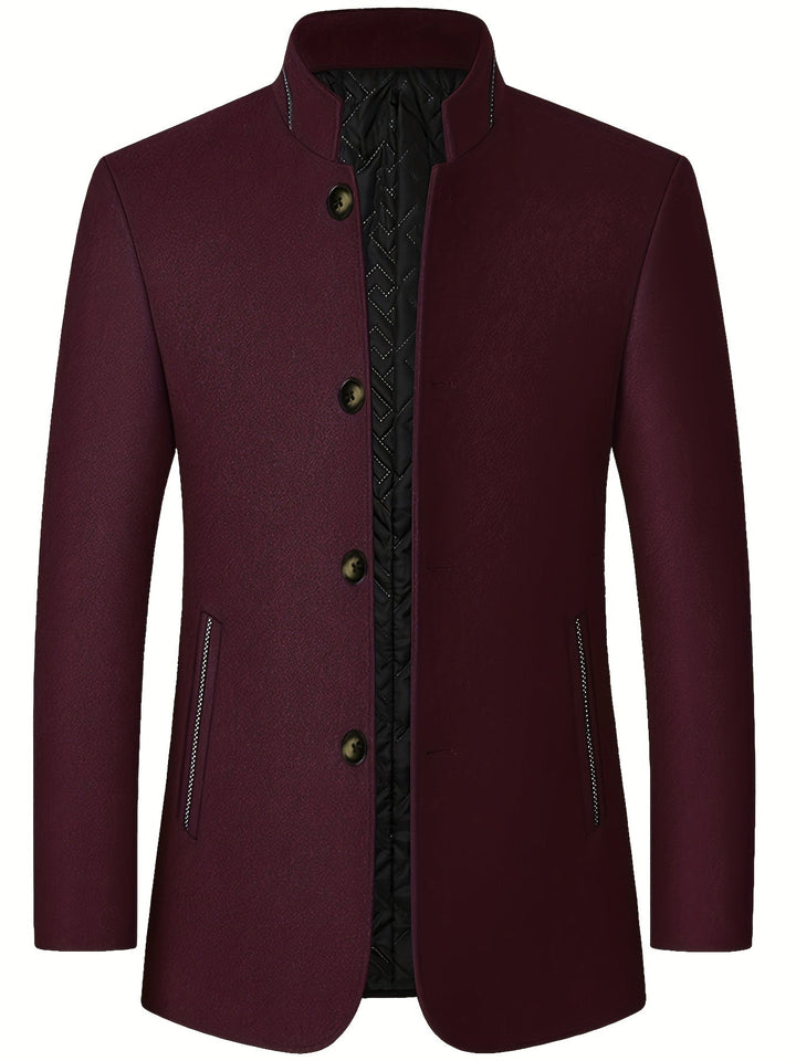 STAND COLLAR TWEED JACKET FOR MEN