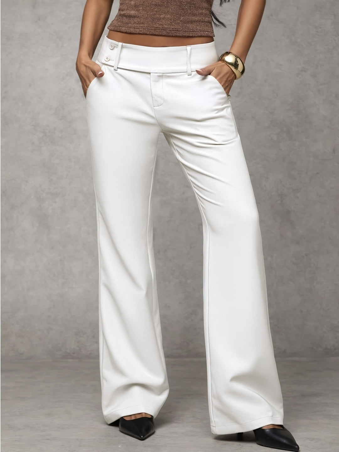BEAUMONT NICE | CHIC PANTALONS FLUIDES À TAILLE MOYENNE POUR FEMMES