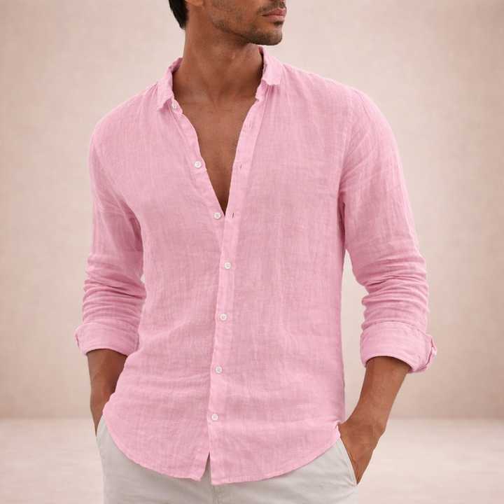 OPEN COLLAR COTTON SHIRT FOR MEN