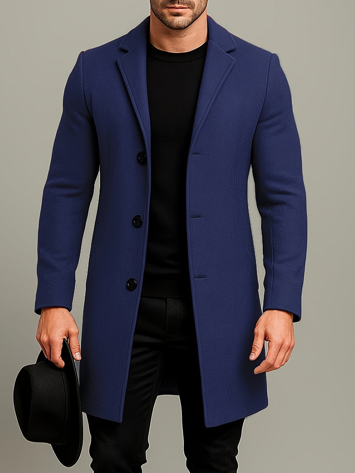MID-LENGTH TWEED OVERCOAT FOR MEN