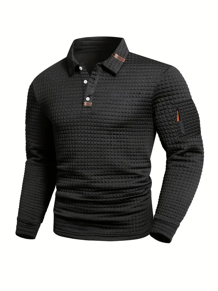WAFFLE KNIT POLO FOR MEN