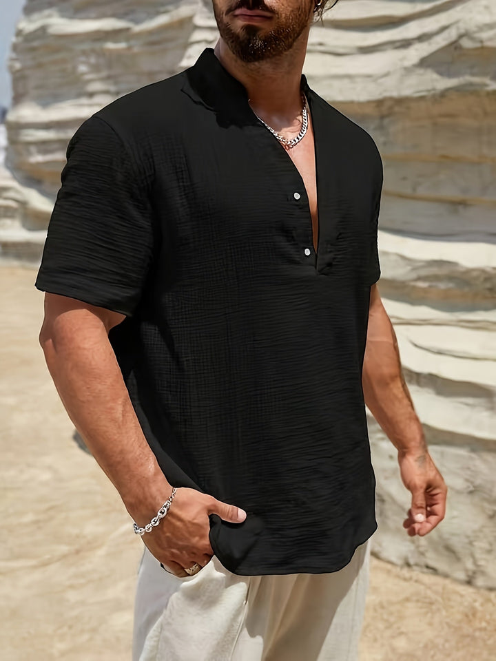 LOOSE HENLEY SHIRT FOR MEN