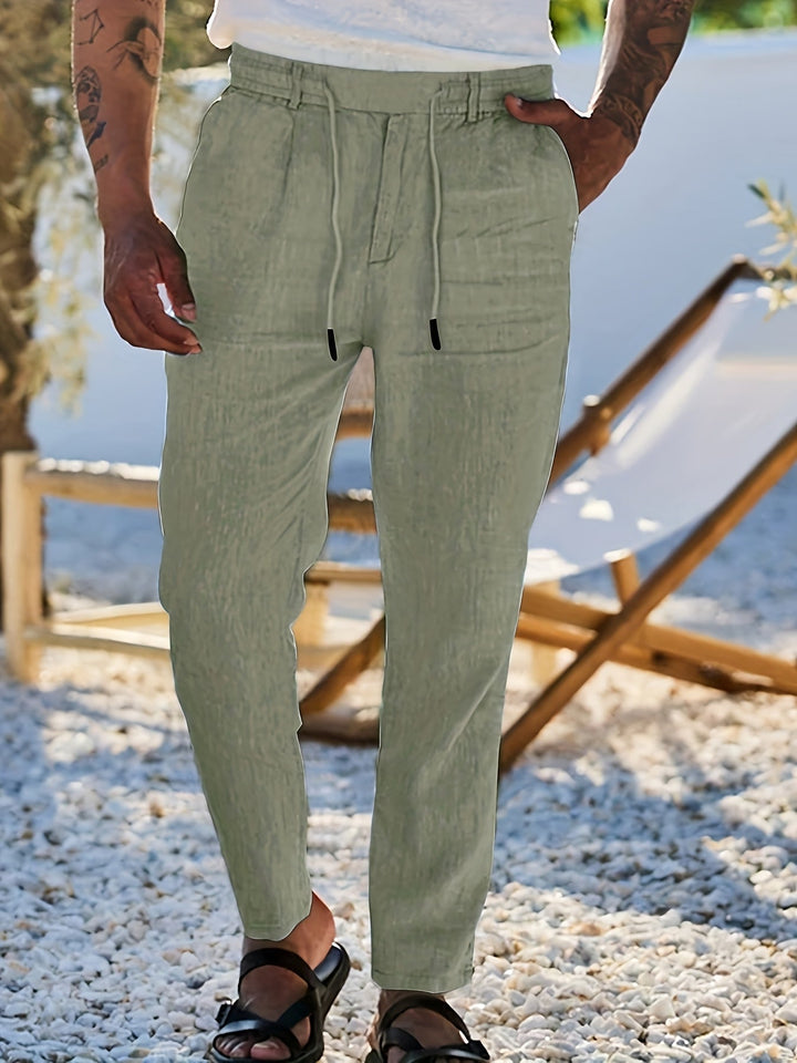 LINEN DRAWSTRING TROUSERS FOR MEN
