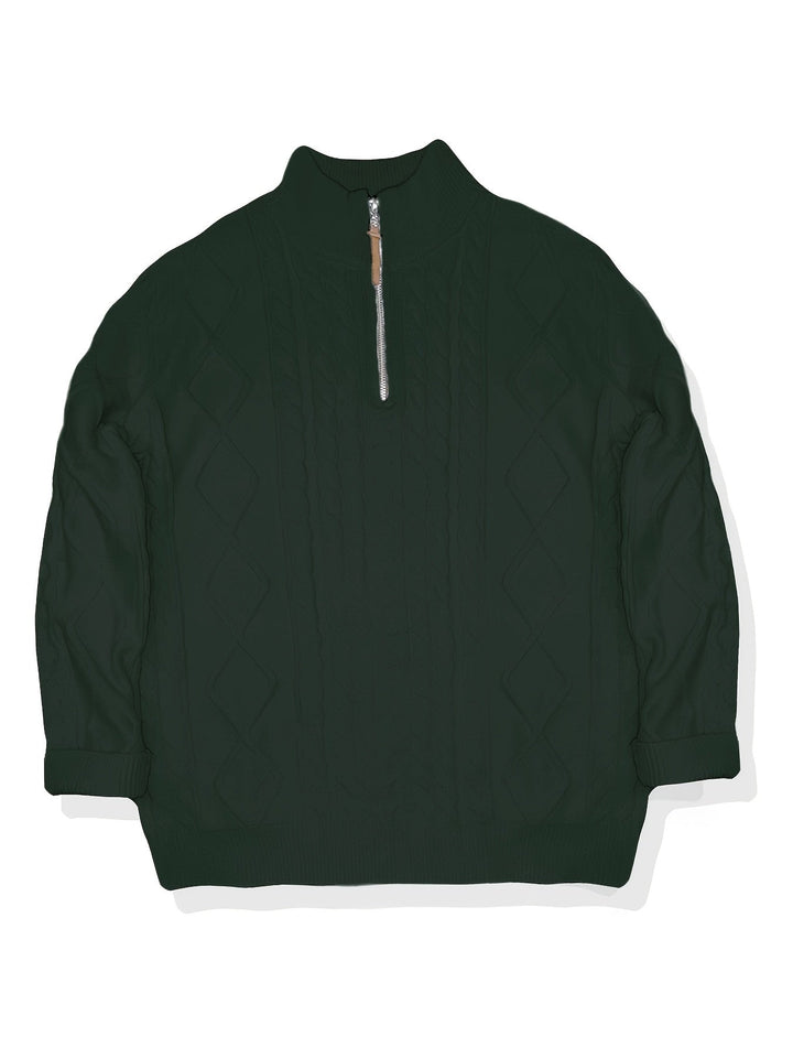 CABLE KNIT HALF ZIP SWEATER FOR MEN