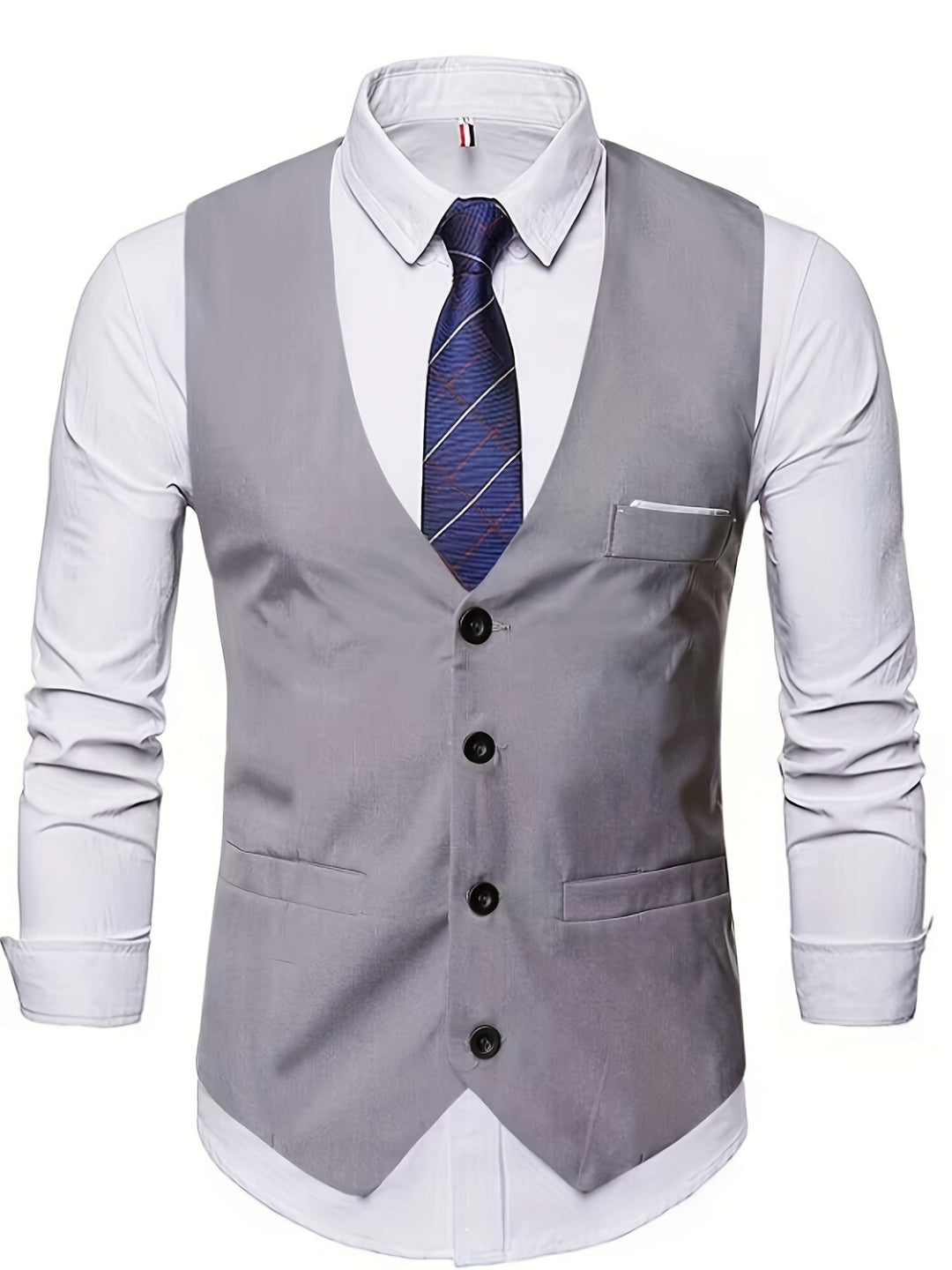 COLLARLESS POLYESTER VEST FOR MEN