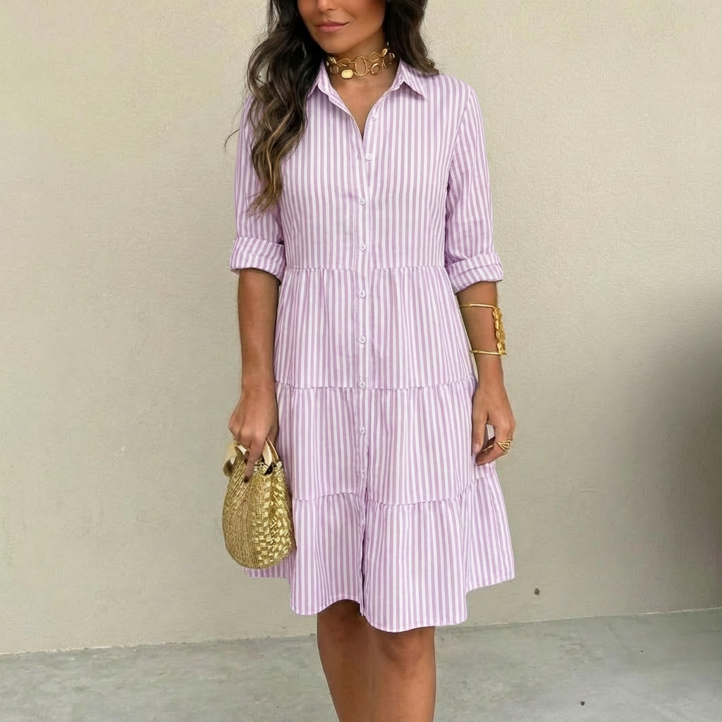 BEAUMONT NICE | ROBE À BOUTONS RAYÉE POUR FEMMES
