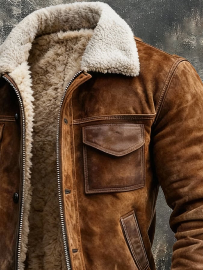 Harlan - Blouson aviateur homme effet daim doublé sherpa