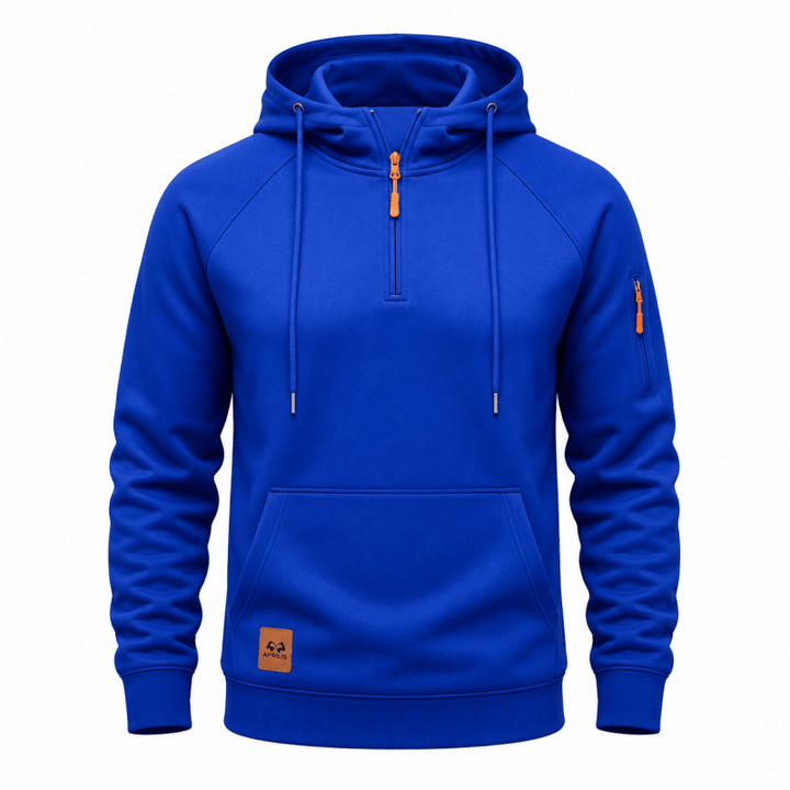 HALF ZIP HOODED SWEATSHIRT FOR MEN