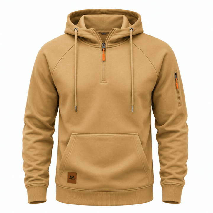 HALF ZIP HOODED SWEATSHIRT FOR MEN