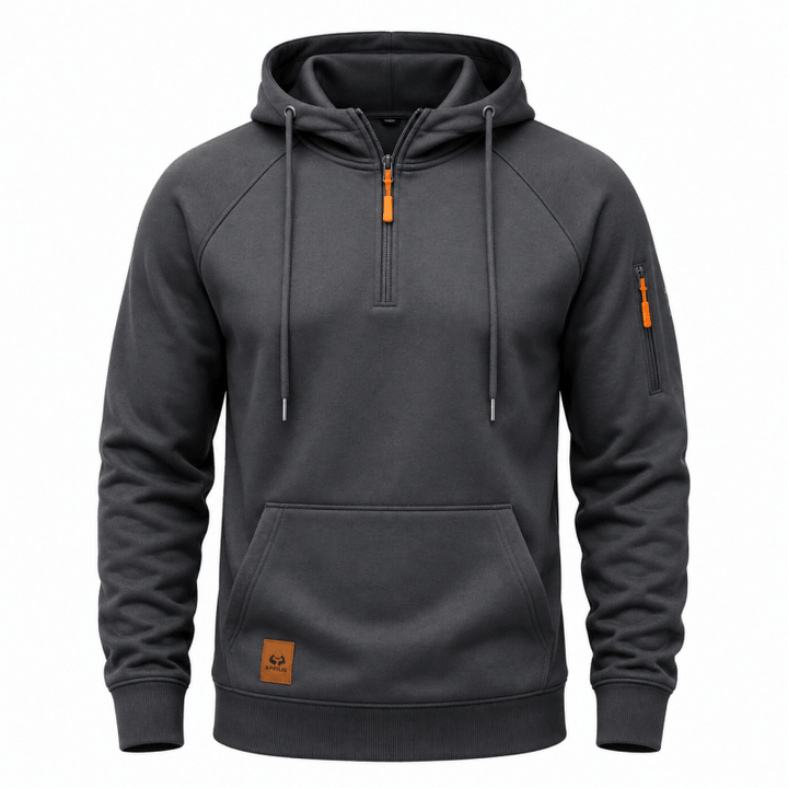 HALF ZIP HOODED SWEATSHIRT FOR MEN
